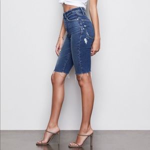 High Waist Denim Bermuda Shorts